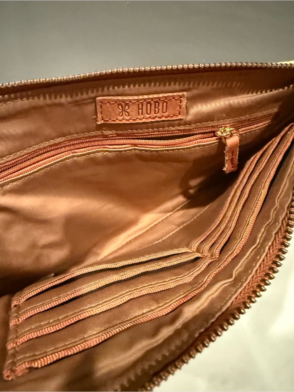 HOBO Tan Woven Wristlet with Brown Leather Ring Handle - Picture 10 of 16